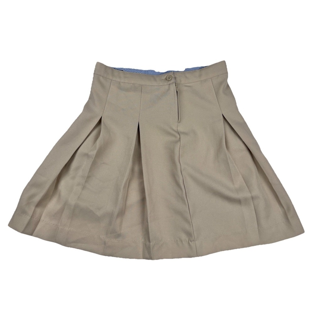 Tommy Hilfiger Women's Pleated Khaki Skirt Size 14 Beige A-Line School Preppy